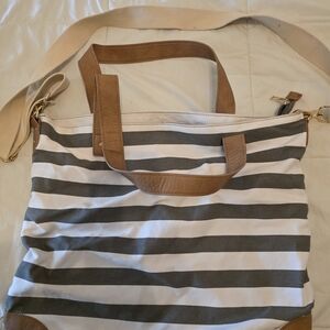 Striped Gray and Tan Women's Bag